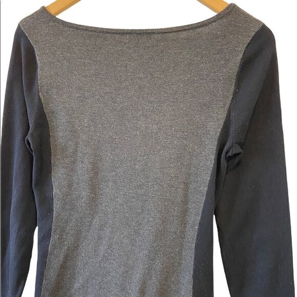 REITMANS Black&Grey Panel Tight Knit Scoop Neck Long Sleeve Tunic Sweater M - Picture 6 of 10